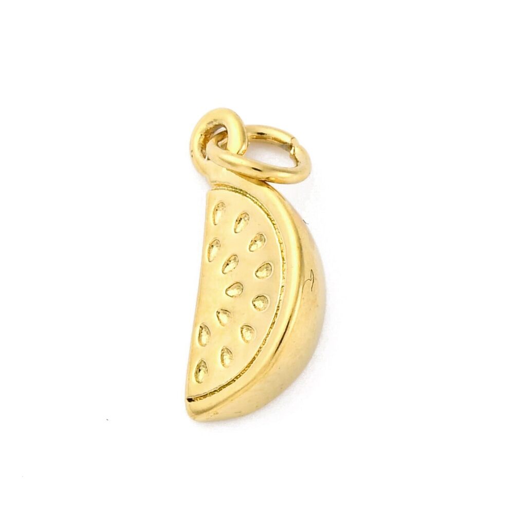4963 5 pcs Golden Color Watermelon Slices Charms 304 Stainless Steel
